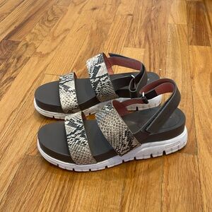 Women’s size 7, Cole Haan grey and faux snake skin sandals, like new